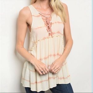 SAGE/NEW lace up sleeveless top